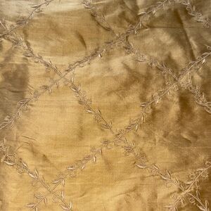 Gently Loved Gold Embroidered 100% Silk Lined Curtain Panel (only 1)